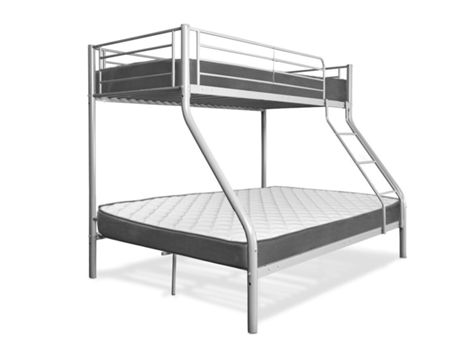 Beliche de Casal Metal Cinza 2 Colchões 90X190 e 135X190 SALDOSYSTOCKS