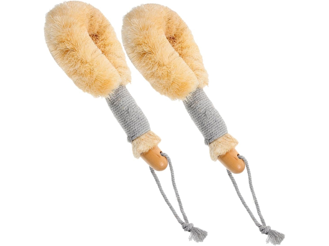 Conjunto De 2 Escovas Banho Sisal Iplusmile Com Cabo Para Esfoliar A Pele E Limpar O Corpo Escova Fácil Pendurar Uso