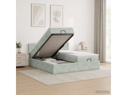 Vidaxl Cama Ottoman Com Colchão E Led Cinzento-claro 200 X 200 Cm