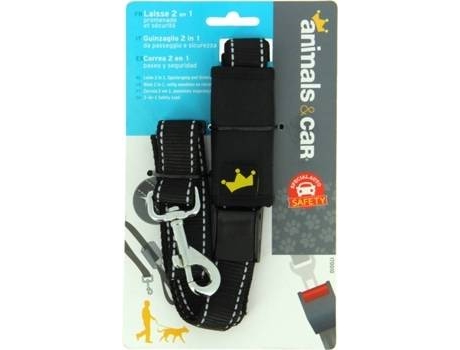 Trela com Cintos de Segurança para Cães e Gatos  (Preto - 120cm - Poliéster)