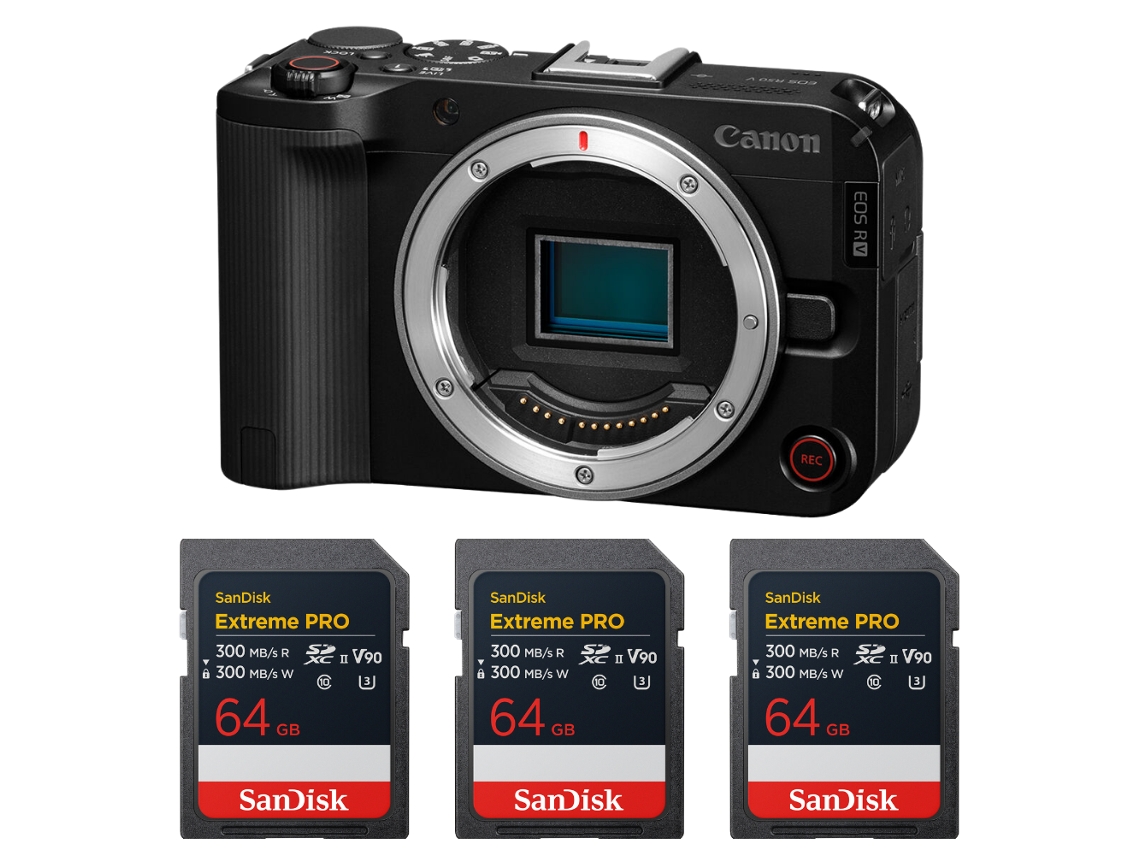 Eos R50 V + 3 Sandisk 64gb Extreme Pro Uhs ii Sdxc + Ebook “20 Dicas para Fotos Que Impressionam” CANON