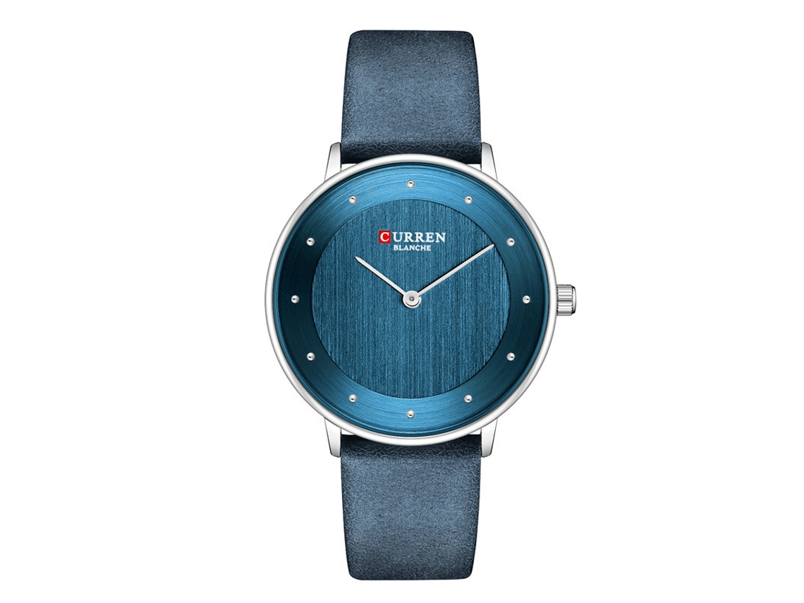(azul) Relógio De Pulso Feminino Casual Fino E Resistente À Água Com Pulseira De Couro E Movimento De Quartzo, Ideal Para Estudantes.