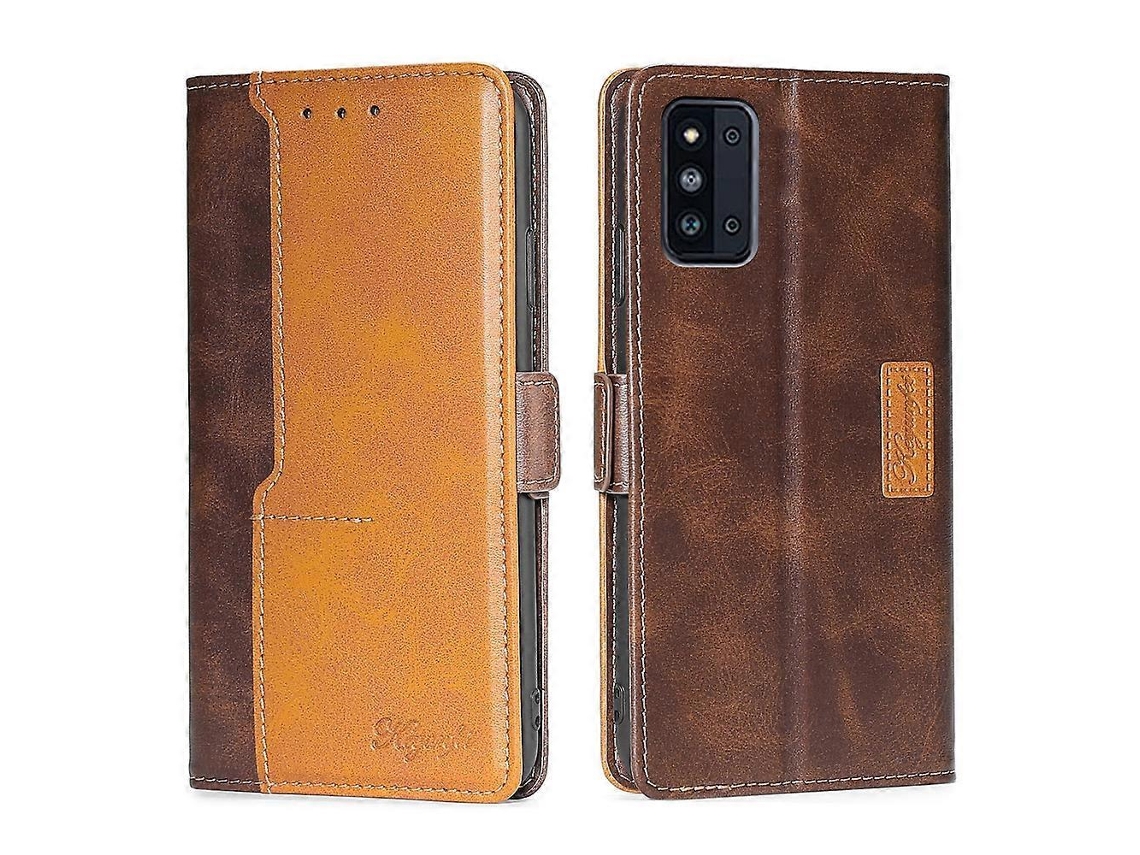 Capa De Couro Com Aba Horizontal, Textura Retrô E Cores Contrastantes Para Samsung Galaxy F52 5g, Com Suporte.