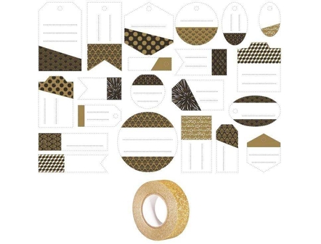 Etiquetas YOUDOIT Perfuradas Branco Preto Dourado (21 Und)