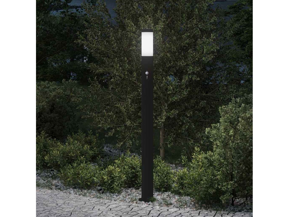 Vidaxl Luminária De Poste Com Sensor, 110 Cm, Aço Inoxidável, Ip44