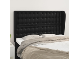 Vidaxl Cabeceira De Cama C/ Abas Couro Artif. 147x23x118/128 Cm Preto