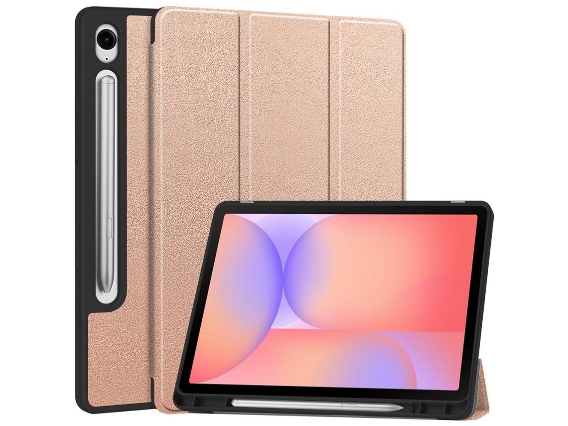 Capa dupla para Samsung Galaxy Tab S10 Lite com suporte triplo para tablet, preto e rosa.