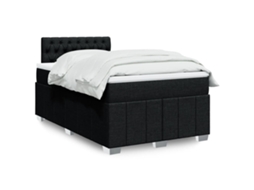 Vidaxl Cama Boxspring Com Colchão 120x190 Cm Tecido Preto