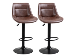 Conjunto de 2 bancos de bar S/MARCA, altura ajustável, com apoio para os pés, 46,5x50x108cm, preto/marrom