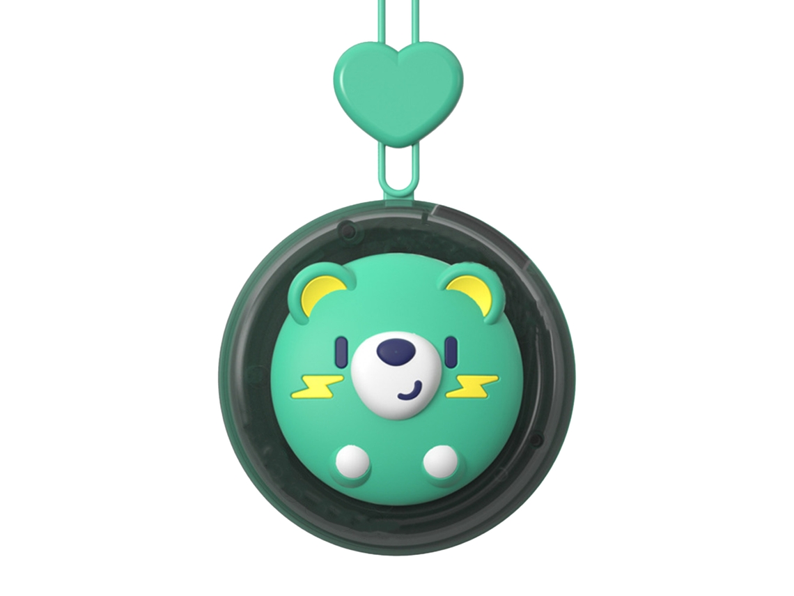 Ventilador Colar Sem Lâmina Usb Recarregável 3 Níveis Verde Urso