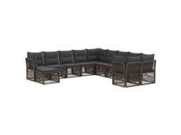 Vidaxl Conjunto De Sofá De Jardim 11 Pcs Cinzento Vime Pe