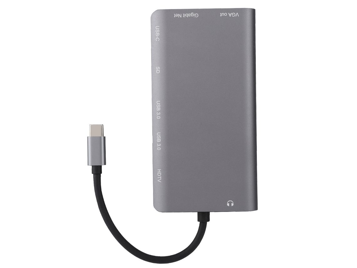 Estação De Docking 8 Em 1 Usb3.0 Hdmi Vga Gigabit Lan Type C Pd Com Jack 3.5mm