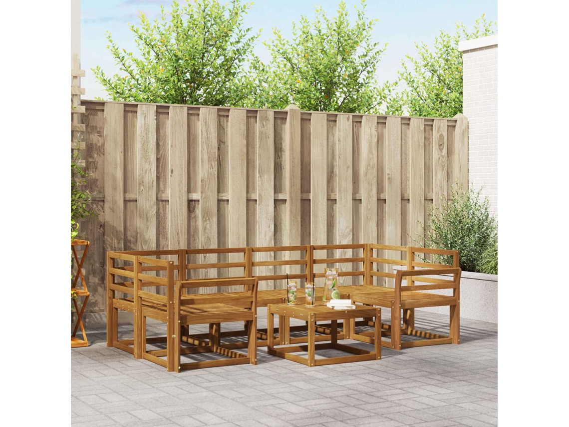 Vidaxl Conjunto De Sofás Para Exterior 7 Pcs Natural
