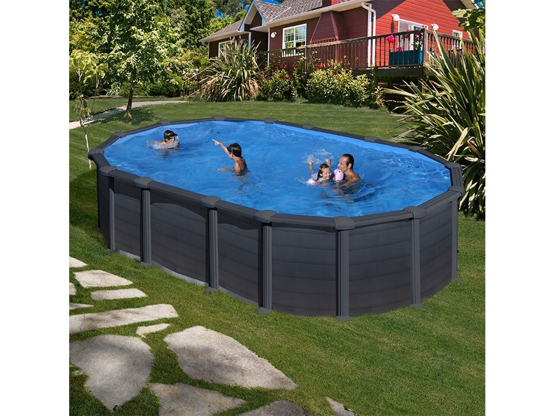 Piscina de Aço GRE Imitação de Grafite (610x375x132 cm)