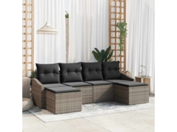 Vidaxl Conjunto De Jantar Para Jardim 6 Unid. Cinzeto Vime Pe