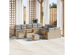Vidaxl Conjunto De Sofá De Jardim 13 Unid. Bege Vime Pe