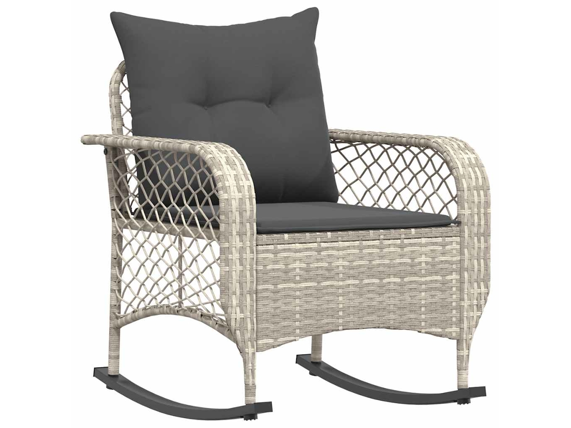Maison Exclusive - Cadeira De Baloiço P/ Jardim Com Almofadões Vime Pe Cinza-claro