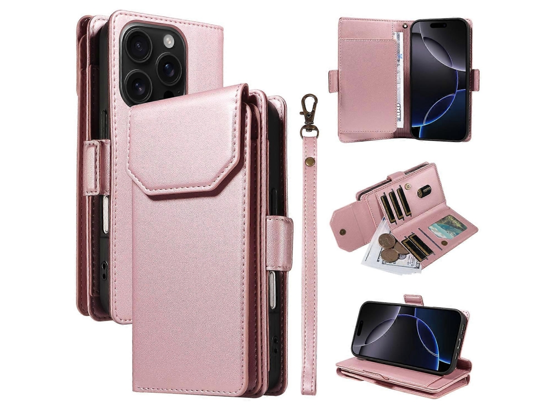 Capa Flip De Couro Sintético Com Suporte Para Cartão Para Iphone 16 Pro