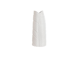 Vaso HOME ESPRIT Branco Grés Tropical Folha de planta 21 x 10 x 50 cm