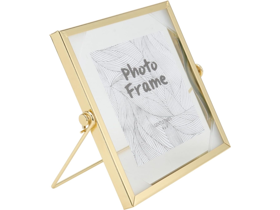 Porta Retratos Criativo Metal Dourado 10 Vidro Suporte Estável Design Geométrico Nórdico Decoração Casamento GOKOCO