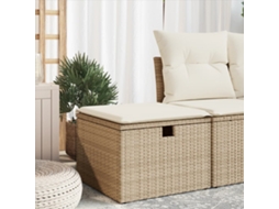 Vidaxl Banco De Jardim Com Almofada 55x55x37 Cm Vime Pe Bege