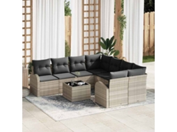 Vidaxl Conjunto De Sofá De Jardim 9 Unid. Vime Pe