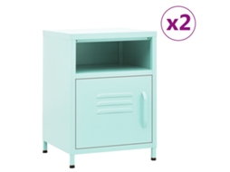 Vidaxl Mesas De Cabeceira 2 Pcs 35x35x51 Cm Aço Cor Menta