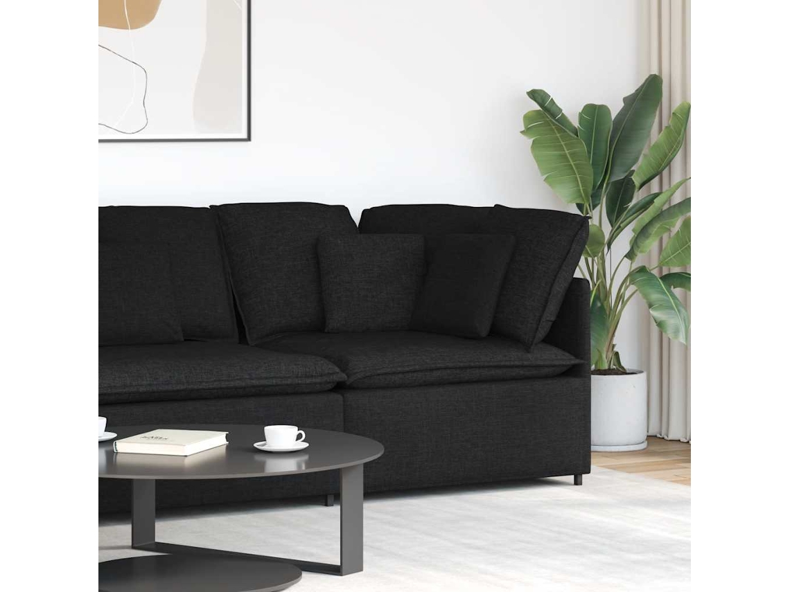Vidaxl Módulo De Canto Para Sofá Modular Com Almofadas, Preto, 100 Cm