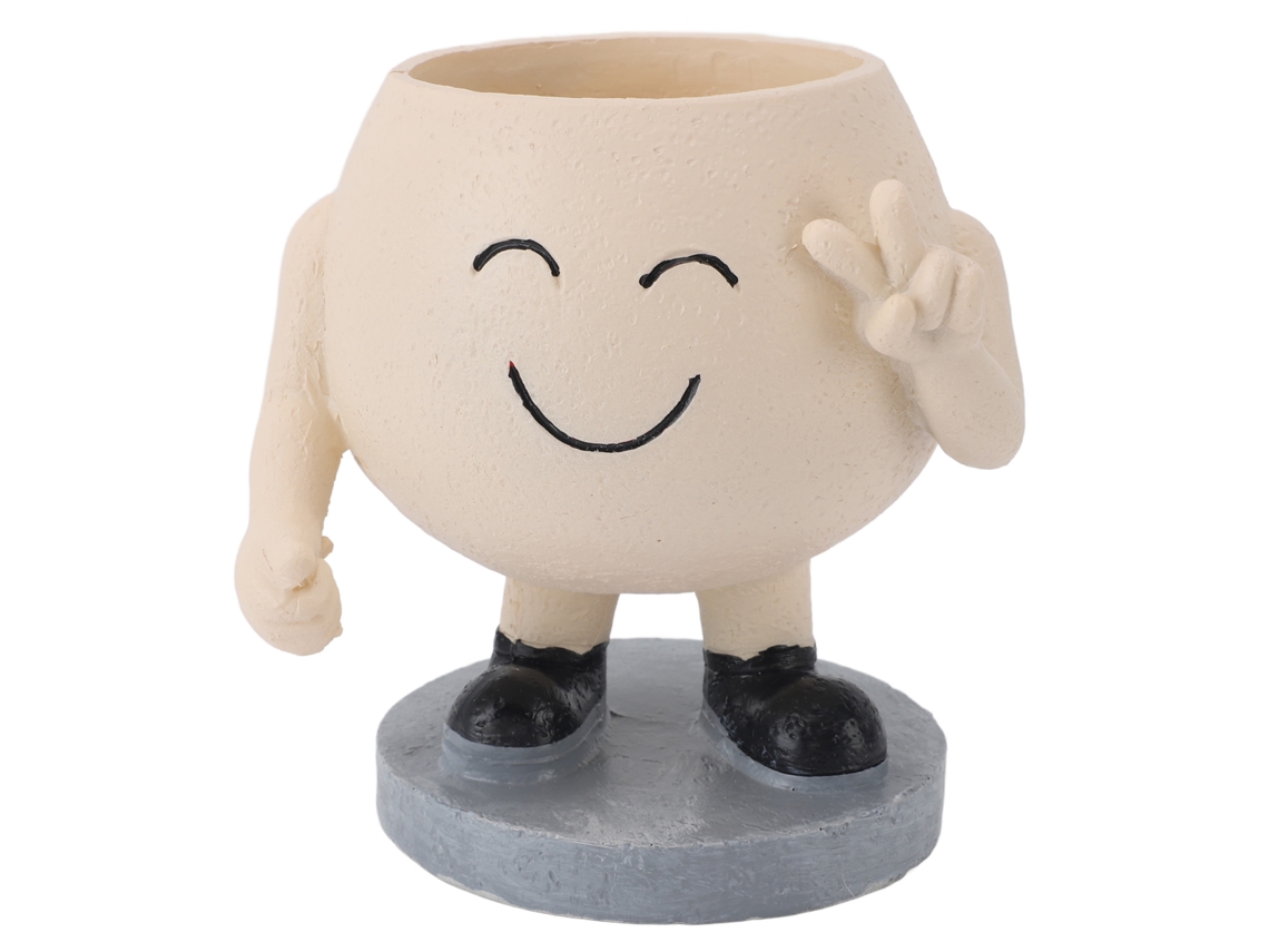 Vaso de Suculenta em Resina com Sorriso e Durável Primerox