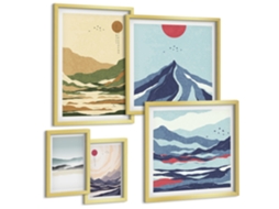 Conjunto De Pinturas Paisagens De Montanha Natureza Espelharte (5 Peças)