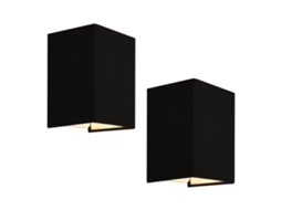 Conjunto de 2 candeeiros de parede modernos Schwerin 1x E27 60 W tecido de linho 20 x 16 x 13 cm - Preto LUX.PRO