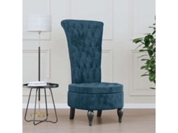 Vidaxl Cadeirão Com Encosto Alto Veludo Azul Design De Botões