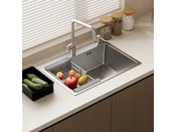 Pia Multifuncional 70 X 45 X 22 Cm - Pia De Cozinha Com Escorredor De Copos, Saboneteira, Cesto De Armazenamento E Tábua De Cortar |pia De Aço