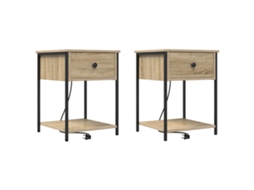 Conjunto 2 Mesa-de-cabeceira Vidaxl Castanho Derivados De Madeira (42 X 41 X 56 Cm)