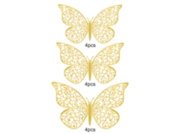 Adesivos Parede Borboleta Dourada 3d Decorativos
