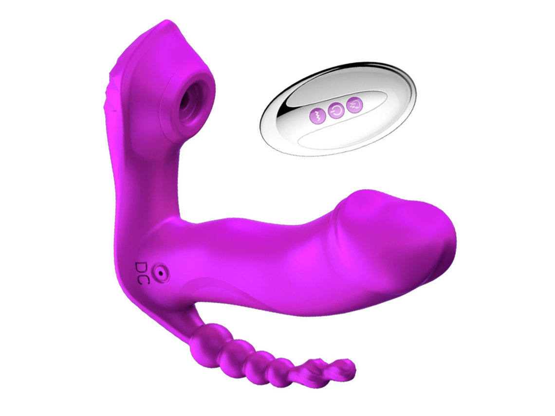 Vibrador de Sucção Vestível de 7 Modos Estimulador de Clitóris de Vagina Anal Roxo YIZHOOD