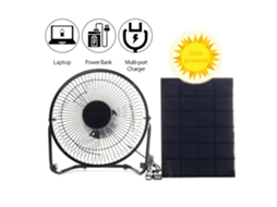 Ventilador Solar Usb 5.5w para Casa Escritório Exterior Viagem Pesca