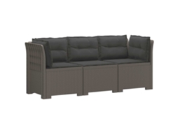 Vidaxl Sofá De Jardim 3 Lugares Com Almofadas Visual Rattan Pp