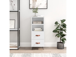 Aparador de madera labrada, 34,5 x 34 x 90 cm, blanco brillante