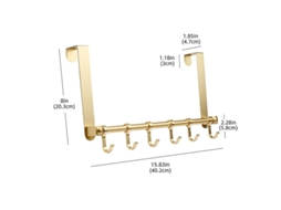 Suporte Para Porta Em Alumínio Espacial Com 6 Ganchos Ajustáveis Anti-corrosão Para Banheiro E Closet Ouro