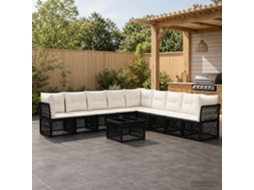 Vidaxl Conjunto De Sofá De Jardim 10 Unid. Preto Vime Pe