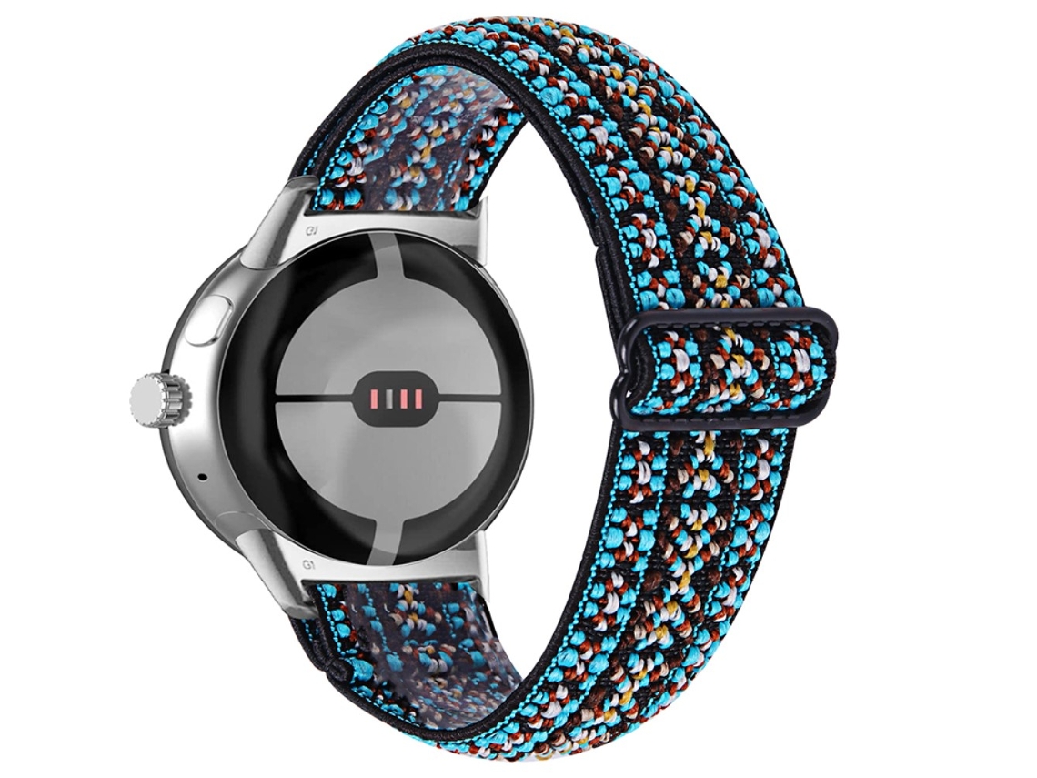 Bracelete de Tecido Trançado Respirável Trançado Ajustável com Adaptador Prateado para Google Pixel Watch 4