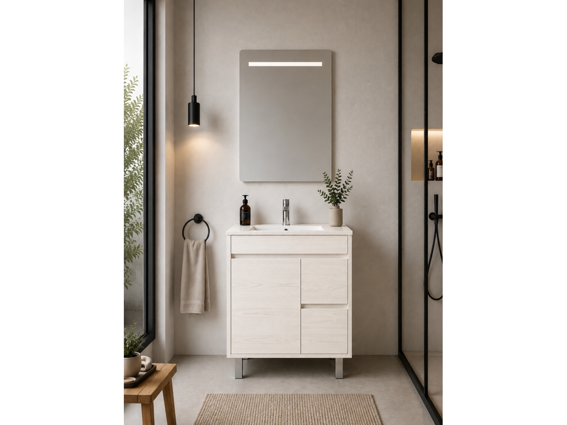Móvel De Casa De Banho Com Lavatório Origenbath Isquia Sem Espelho 60x45 Cm Branco Nórdico