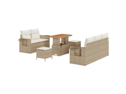 Conjunto 8 Conjunto De Sofá De Jardim Vidaxl Bege Vime Pe (90 X 55 X 71 Cm)