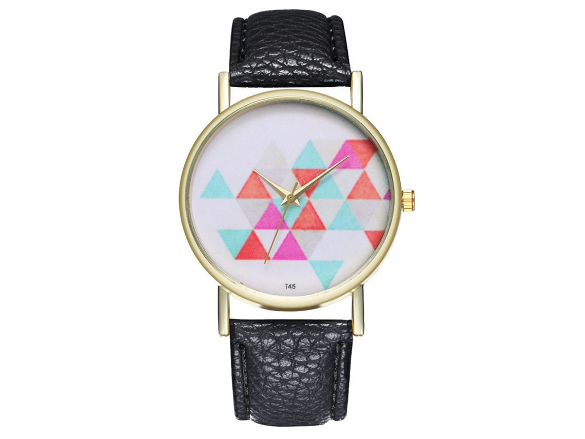 Reloj De Cuarzo Con Correa De Piel Pu Moda Dial Simple Unisex Negro