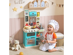 Cozinha De Brinquedo Para Crianças 3-6 Anos Com 92 Acessórios, Em Pp, Pe E Abs, 44.5x24x79 Cm, Verde