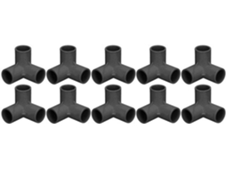 Conexões Pvc 3-vias - Conector De Ângulo - 10 Unidades - Preto - T - Perfeito Para Tubulações - Diâmetro Interno 25mm