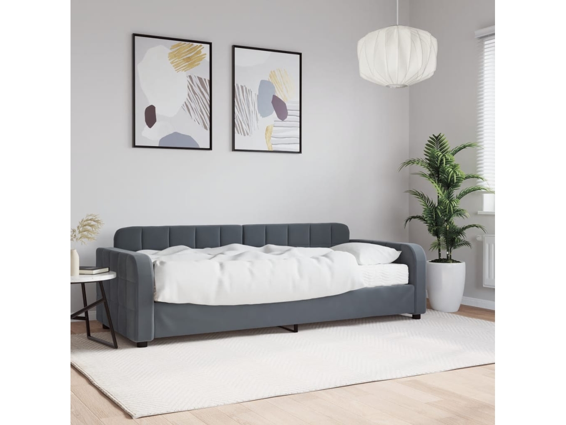 Vidaxl Sofá-cama Com Colchão 80x200 Cm Veludo Cinzento-escuro