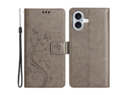 Capa Em Couro Pu À Prova De Choque Para Apple Iphone 16 - Cinzento