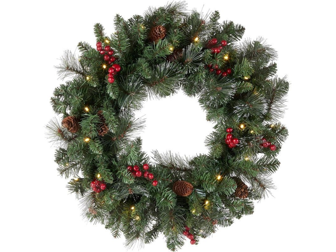 Girlanda de Natal Artificial com Pinhas e Frutos Vermelhos Nova Line 24 Polegadas